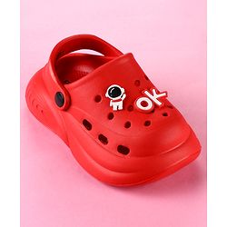 Cute Walk by Babyhug Back Strap Clogs with Astronaut Applique - Red