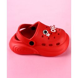 Cute Walk by Babyhug Back Strap Clogs with Astronaut Applique - Red