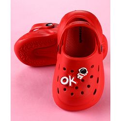 Cute Walk by Babyhug Back Strap Clogs with Astronaut Applique - Red