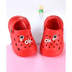 Cute Walk by Babyhug Back Strap Clogs with Astronaut Applique - Red