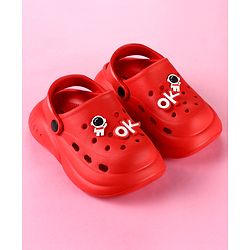 Cute Walk by Babyhug Back Strap Clogs with Astronaut Applique - Red