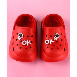 Cute Walk by Babyhug Back Strap Clogs with Astronaut Applique - Red