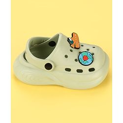 Cute Walk by Babyhug Back Strap Clogs With Shoes & Earth Applique - Olive Green