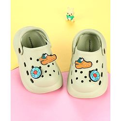 Cute Walk by Babyhug Back Strap Clogs With Shoes & Earth Applique - Olive Green