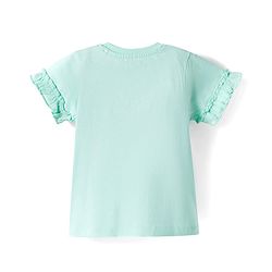 Babyhug Cotton Knit Half Sleeves T-Shirt With Sequin Detailing & Seashell Applique - Multicolor