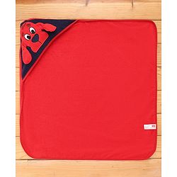 BABYHUG TERRY Knit Hooded Towel With Dog Patch L 71.5 cm x B 70.5 cm - Red