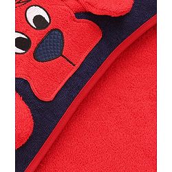 BABYHUG TERRY Knit Hooded Towel With Dog Patch L 71.5 cm x B 70.5 cm - Red