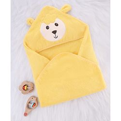 Babyhug Terry Knit Sheep Hooded Towel L 72 x B 71 cm - Yellow