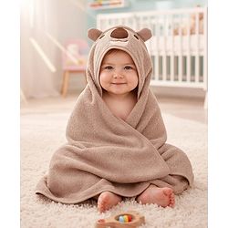 Babyhug Terry Knit Hooded Towel With Koala Design L 67 x B 72 cm - Tan