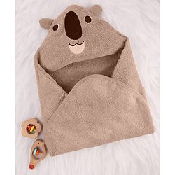 Babyhug Terry Knit Hooded Towel With Koala Design L 67 x B 72 cm - Tan