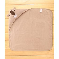 Babyhug Terry Knit Hooded Towel With Koala Design L 67 x B 72 cm - Tan