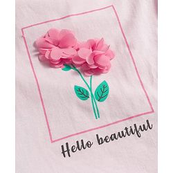Babyhug Cotton Knit Half Sleeves T-Shirt With Floral Applique - Pink