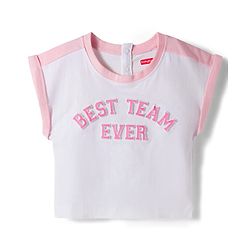 Babyhug Cotton Knit Half Sleeves  Oversized T-Shirt With Best Team Ever Print - White