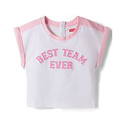 Babyhug Cotton Knit Half Sleeves  Oversized T-Shirt With Best Team Ever Print - White