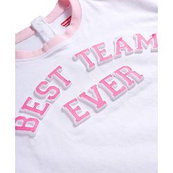 Babyhug Cotton Knit Half Sleeves  Oversized T-Shirt With Best Team Ever Print - White