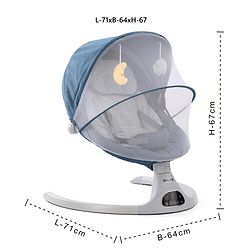Babyhug Electric Rocker with Mosquito Net - Blue| Baby Swing Cradle with Remote| 6 Speed Levels| Safety Harness| Built-in Music with Volume Control| Off Timer| Silent Operation| Remote Control