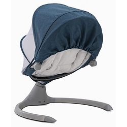 Babyhug Electric Rocker with Mosquito Net - Blue| Baby Swing Cradle with Remote| 6 Speed Levels| Safety Harness| Built-in Music with Volume Control| Off Timer| Silent Operation| Remote Control