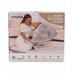 Babyhug Electric Rocker with Mosquito Net - Blue| Baby Swing Cradle with Remote| 6 Speed Levels| Safety Harness| Built-in Music with Volume Control| Off Timer| Silent Operation| Remote Control