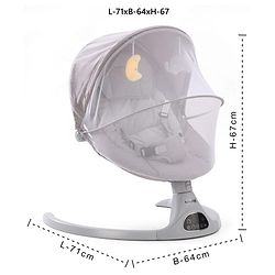 Babyhug Electric Rocker with Mosquito Net - Blue| Baby Swing Cradle with Remote| 6 Speed Levels| Safety Harness| Built-in Music with Volume Control| Off Timer| Silent Operation| Remote Control