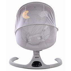 Babyhug Electric Rocker with Mosquito Net - Blue| Baby Swing Cradle with Remote| 6 Speed Levels| Safety Harness| Built-in Music with Volume Control| Off Timer| Silent Operation| Remote Control
