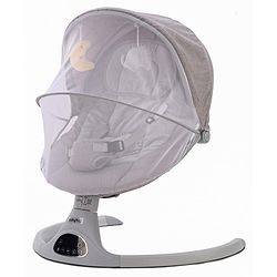 Babyhug Electric Rocker with Mosquito Net - Blue| Baby Swing Cradle with Remote| 6 Speed Levels| Safety Harness| Built-in Music with Volume Control| Off Timer| Silent Operation| Remote Control