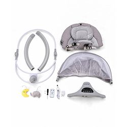 Babyhug Electric Rocker with Mosquito Net - Blue| Baby Swing Cradle with Remote| 6 Speed Levels| Safety Harness| Built-in Music with Volume Control| Off Timer| Silent Operation| Remote Control
