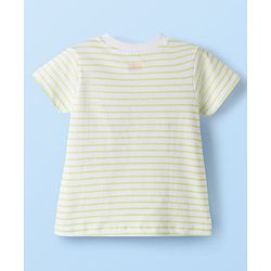 Babyhug 100% Cotton Knit Half Sleeves Floral Embroidered Striped T-Shirt - Multicolour