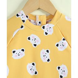 Babyhug Raglan Half Sleeves Animal Printed Legged Swimsuit - Yellow