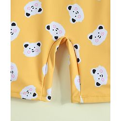 Babyhug Raglan Half Sleeves Animal Printed Legged Swimsuit - Yellow