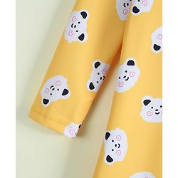 Babyhug Raglan Half Sleeves Animal Printed Legged Swimsuit - Yellow
