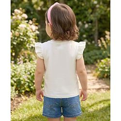 Babyhug Cotton Knit Half Sleeves T-Shirt With Sequin Detailing & Bow Applique - Multicolor
