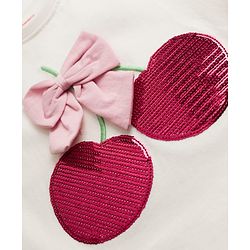 Babyhug Cotton Knit Half Sleeves T-Shirt With Sequin Detailing & Bow Applique - Multicolor