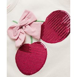Babyhug Cotton Knit Half Sleeves T-Shirt With Sequin Detailing & Bow Applique - Multicolor