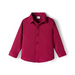 Babyhug Knit Half Sleeves Solid Party Shirt & Trouser Set With Bow Suspender & Cap - Maroon