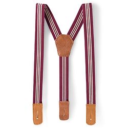 Babyhug Knit Half Sleeves Solid Party Shirt & Trouser Set With Bow Suspender & Cap - Maroon