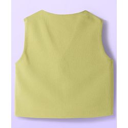 Babyhug Cotton Blend Woven Full Sleeves Solid 3 Piece Party Suit With Bow - Light Green & White