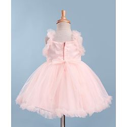 Babyhug Woven Sleeveless 5 Layer Party Dress with Sequin Detailing - Peach