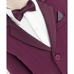 Babyhug Knit Full Sleeves Stretchable Solid 3 Piece Party Suit With Bow -Wine
