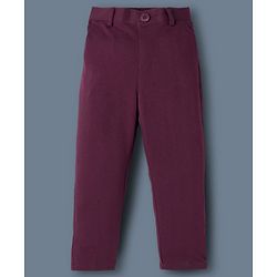 Babyhug Knit Full Sleeves Stretchable Solid 3 Piece Party Suit With Bow -Wine