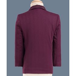 Babyhug Knit Full Sleeves Stretchable Solid 3 Piece Party Suit With Bow -Wine