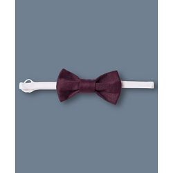 Babyhug Knit Full Sleeves Stretchable Solid 3 Piece Party Suit With Bow -Wine