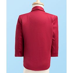 Babyhug Knit Full Sleeves Solid Stretchable 3 Piece Party Suit with Bow - Maroon