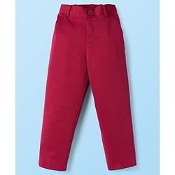 Babyhug Knit Full Sleeves Solid Stretchable 3 Piece Party Suit with Bow - Maroon