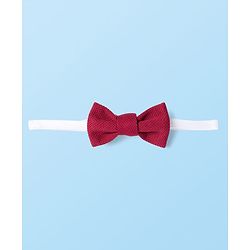 Babyhug Knit Full Sleeves Solid Stretchable 3 Piece Party Suit with Bow - Maroon