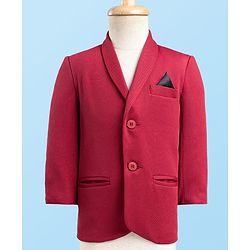 Babyhug Knit Full Sleeves Solid Stretchable 3 Piece Party Suit with Bow - Maroon