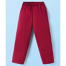 Babyhug Knit Full Sleeves Solid Stretchable 3 Piece Party Suit with Bow - Maroon
