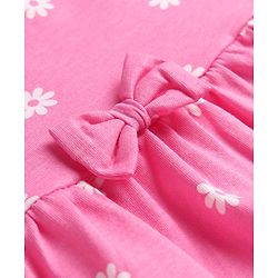 Babyhug Cotton Knit One Piece Dress with All Over Floral Print Multi Color 0-0 Months