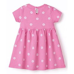 Babyhug Cotton Knit One Piece Dress with All Over Floral Print Multi Color 0-0 Months