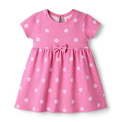 Babyhug Cotton Knit One Piece Dress with All Over Floral Print Multi Color 0-0 Months