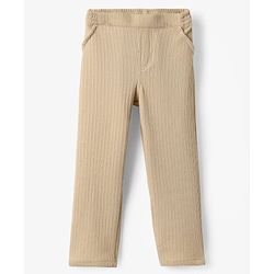 Babyhug Knit Full Sleeves Solid Colour 3 Piece Party Suit with Bow - Beige